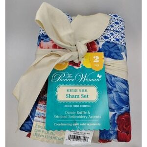 The Pioneer Woman "Heritage Floral" 2-Piece Quilt King Shams Set 36" x 20" NWT